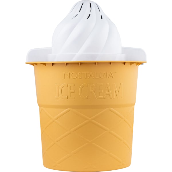 Nostalgia 4-Quart Swirl Cone Ice Cream Maker, Vanilla White