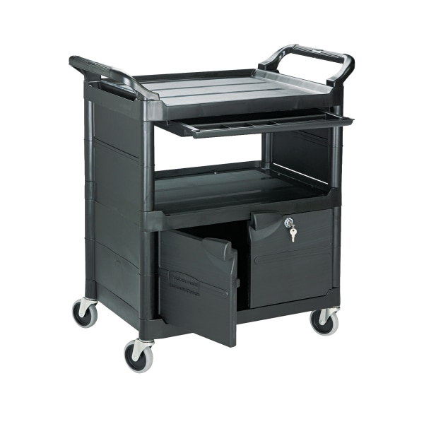 Rubbermaid® 2-Shelf Utility Cart, 37 3/4""H x 33 5/8""W x 18 5/8""D, Black -  FG345700 BLA