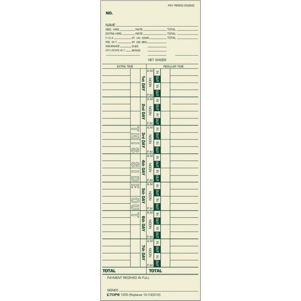 UPC 025932125515 product image for TOPS™ Weekly Time Clock Cards, 3-1/2