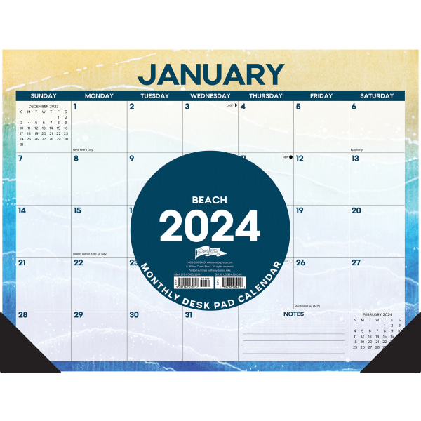 2024 Willow Creek Press Desk Pad Calendar, 22"" x 17"", Tropical Beach, January To December -  39717