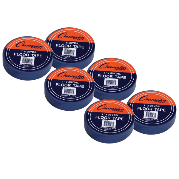 Champion Sports Floor Marking Tape 1 x 36 yd Royal Blue Pack Of 6 Rolls