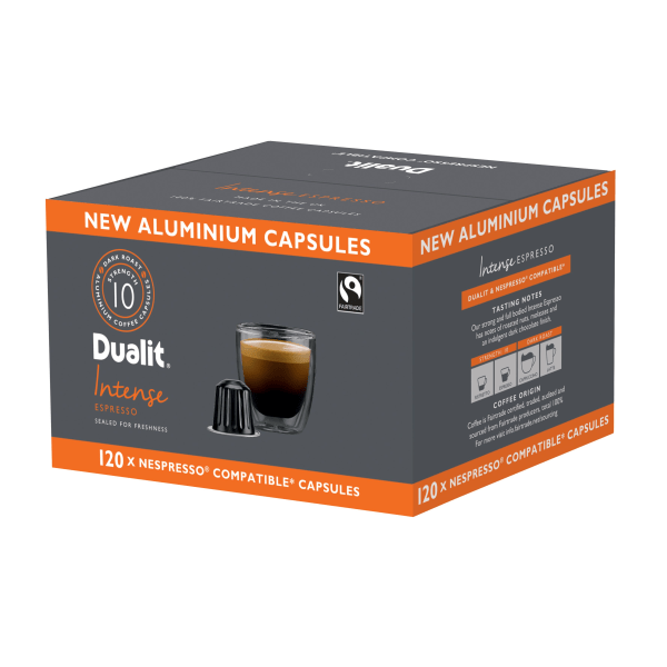 Dualit And Nespresso Compatible Aluminum Coffee NX Freshpacks Intense Espresso Carton Of 120 Capsules Dualit And Nespresso Compatible Aluminum Coffee NX Freshpacks Intense Espresso Carton Of 120 Capsules