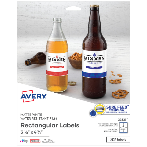 Avery Removable Durable Labels, TrueBlock Technology, 4-3/4 x 3-1/2, White, 32/Pack