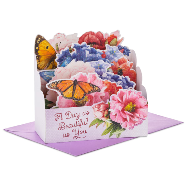 Hallmark Paper Wonder Card, 7-1/4" x 5", Beautiful Day Butterflies And Flowers By Marjolein Bastin