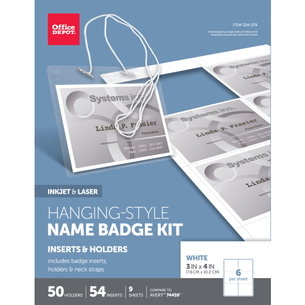 Office Depot Brand Name Badge Kit Pack Of 50
