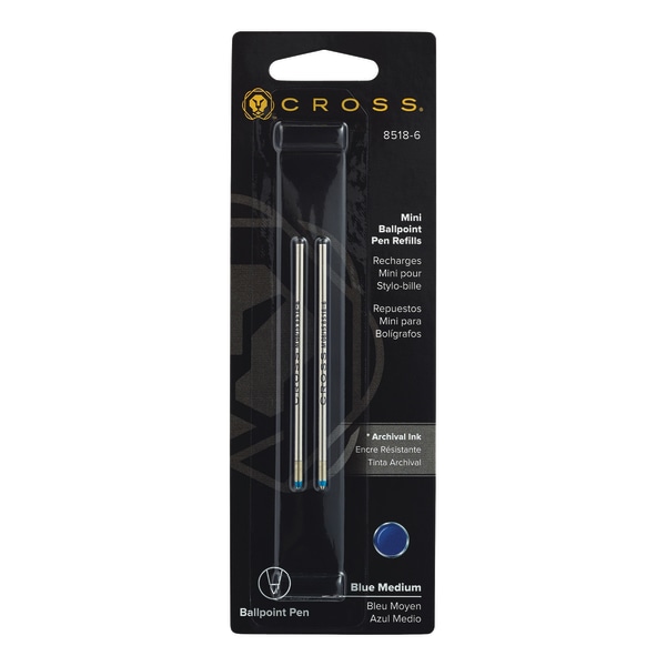 UPC 073228088082 product image for Cross® Mini Ballpoint Pen Refills, Medium Point, 0.8 mm, Blue Ink, Pack Of 2 | upcitemdb.com