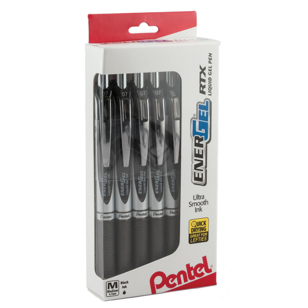 Pentel EnerGel RTX Retractable jel Pen  0.7 mm  Black   12-Pack