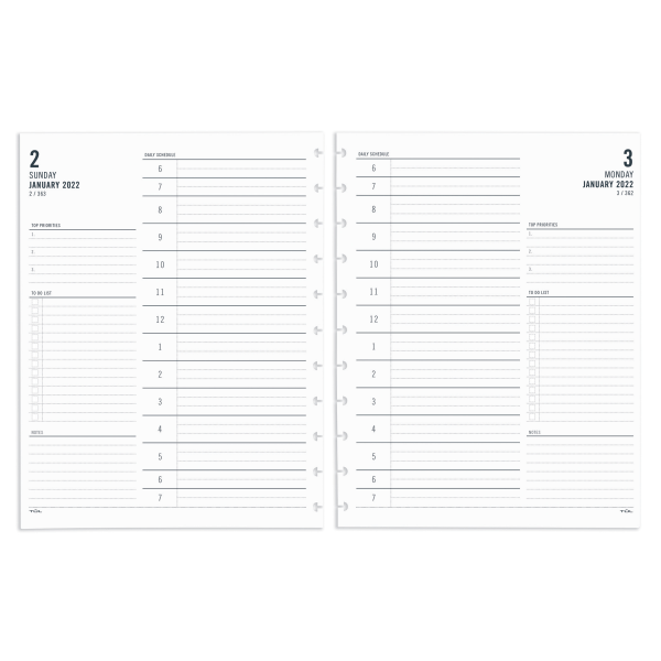 TUL Discbound Daily Refill Pages, Letter Size, 8-1/2 x 11, January To December 2022, TULLTFLR-1PG