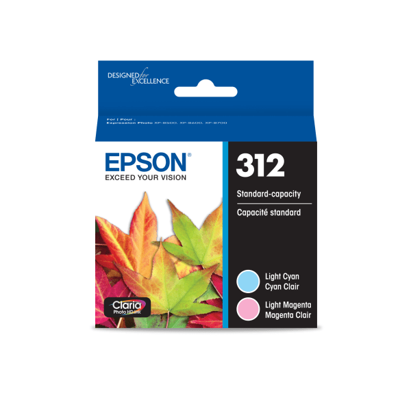 Epson®312 Claria® Light Cyan And Light Magenta, Ink Cartridges, Pack Of 3, T312922-S