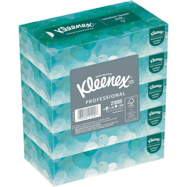 Kleenex 2Ply Facial Tissue Flat 100 Tissues Per Box Pack Of 5 Boxes