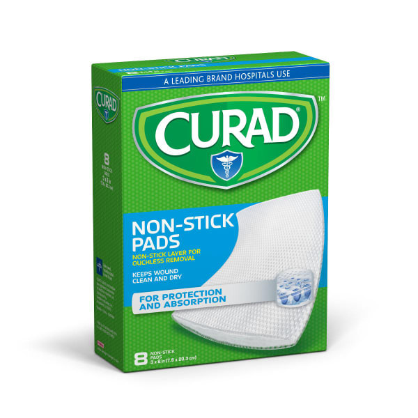 CURAD® Sterile Nonstick Pads, 8" x 3", Case Of 12