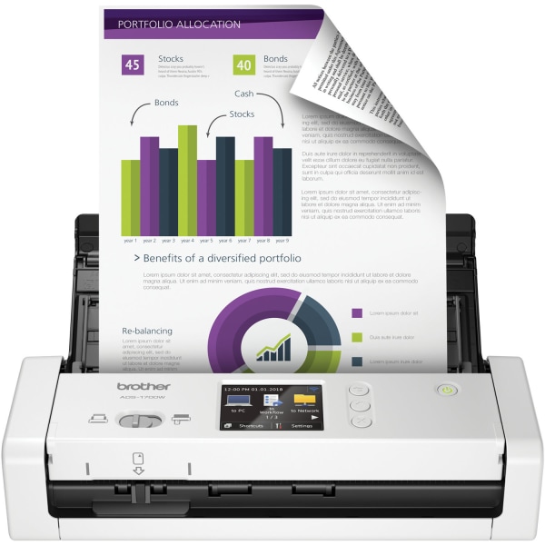Brother� ADS-1700W Wireless Color Compact Desktop Scanner