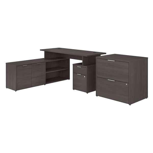 Bush Business Furniture Jamestown L-Shaped Desk With Drawers And Lateral File Cabinet 337352