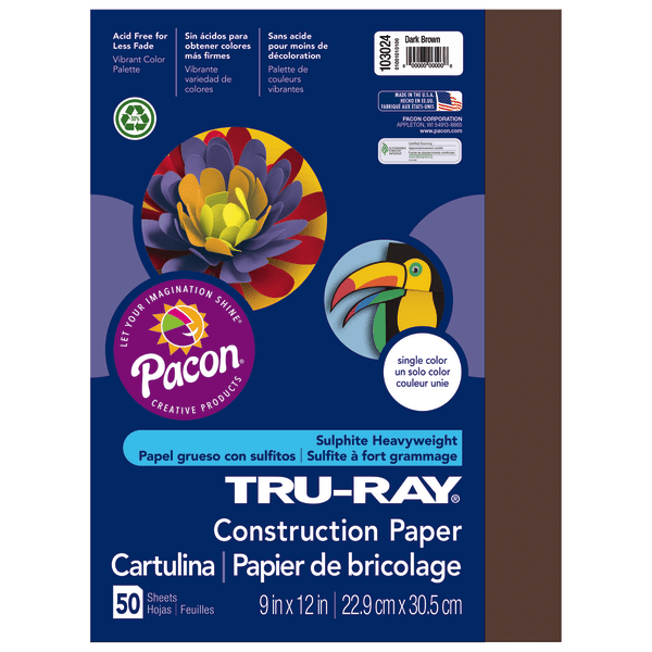 Photos - Office Paper Tru-Ray® Construction Paper, 50 Recycled, 9" x 12", Dark Brown, Pack Of 50