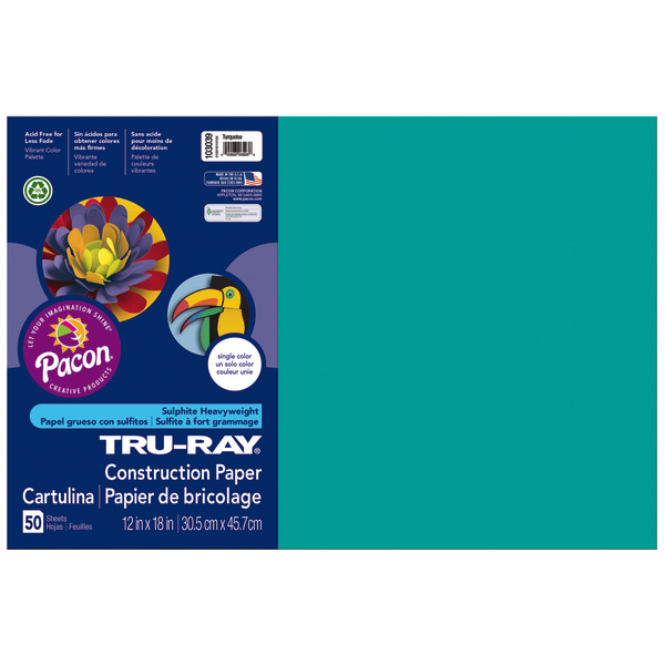 Tru-Ray Construction Paper, 50% Recycled, 12 x 18, Turquoise, Pack Of 50 - 103039 - Business and Industrial Bring vibrant color to bulletin boards and art pro sku 103039