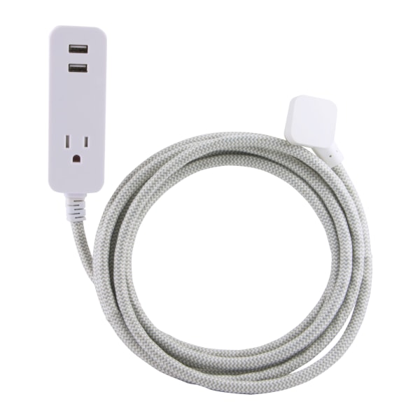Cordinate USBCharging Extension Cord With Surge Protection 10 Cord GrayWhite 37917