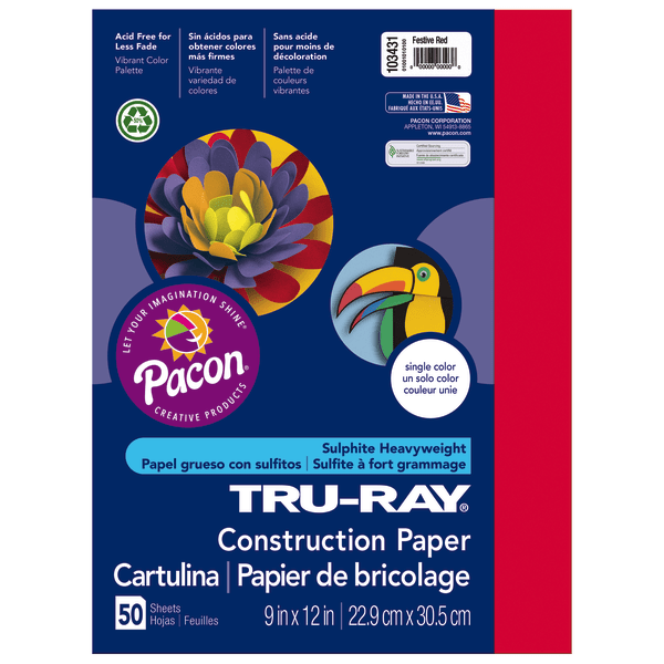 Photos - Office Paper Tru-Ray® Construction Paper, 50 Recycled, 9" x 12", Festive Red, Pack Of 50