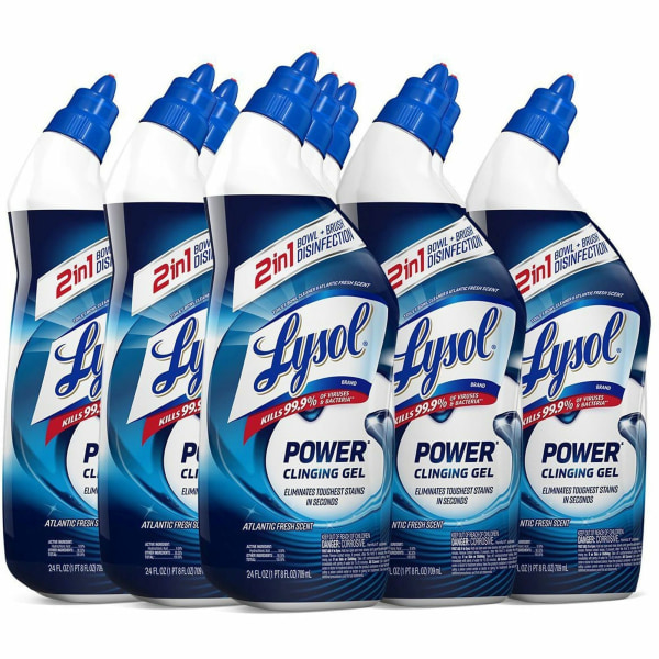 Lysol Toilet Bowl Cleaner - 24 fl oz (0.8 quart) - Atlantic Fresh ScentBottle - 9 / Carton - Disinfectant - Blue
