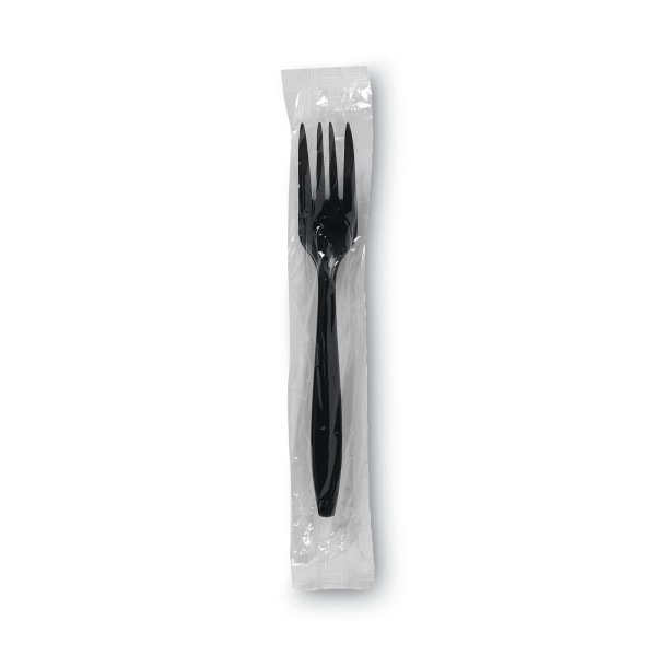 Dixie PFH53C Individually Wrapped Heavyweight Plastic Forks - Black (1000/Carton)