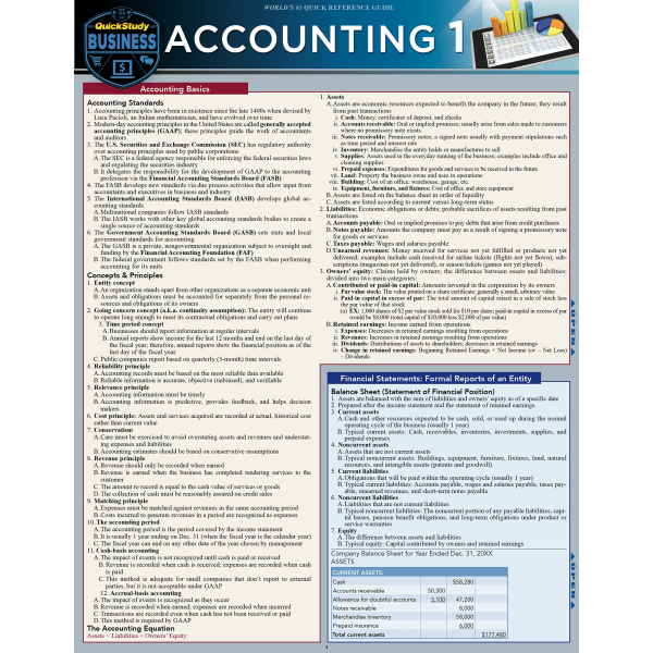 QuickStudy Guide, Accounting 1