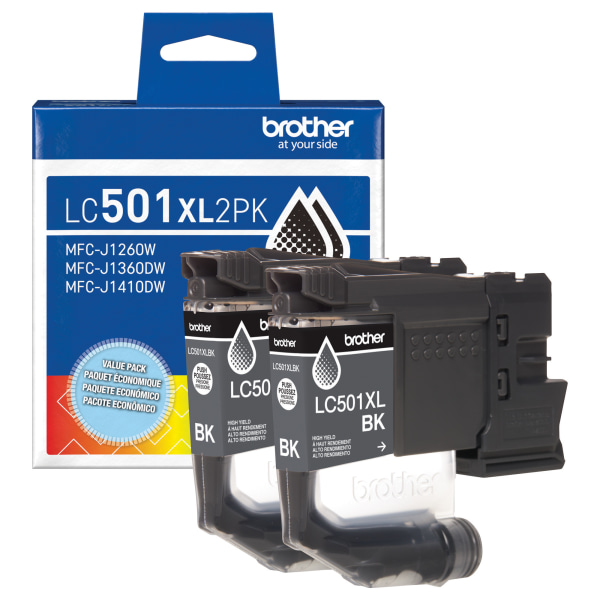 Brother LC501XL2PK Black High Yield Ink Cartridges, 2 pack