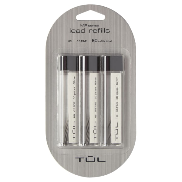 TUL Lead Refills, 0.5 mm, HB Hardness, 30 Leads Per Tube, Pack Of 3 Tubes