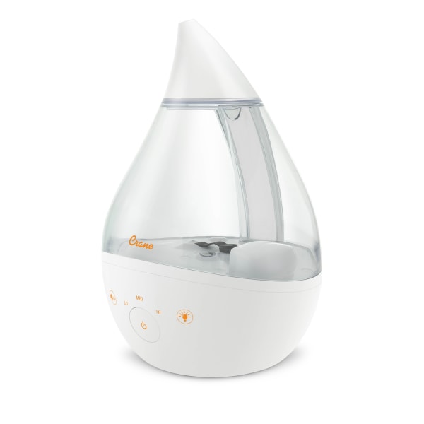 CRANE - 1 Gal. Drop Cool Mist Humidifier with Sound Machine - Clear/White