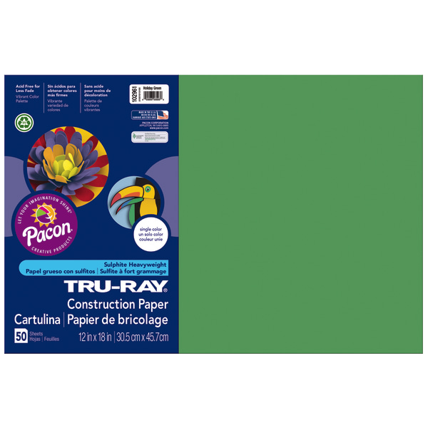 Tru-Ray Construction Paper, 50% Recycled, 12 x 18, Holiday Green, Pack Of 50 - 102961 - Business and Industrial Bring vibrant color to bulletin boards and art pro sku 102961