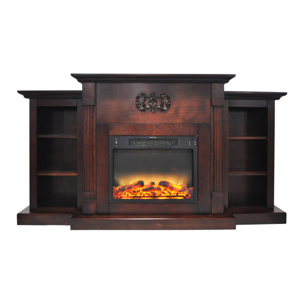 Cambridge® Sanoma Electric Fireplace With Built-In Bookshelves And Enhanced Log Display, Mahogany -  CAM7233-1MAHLG2