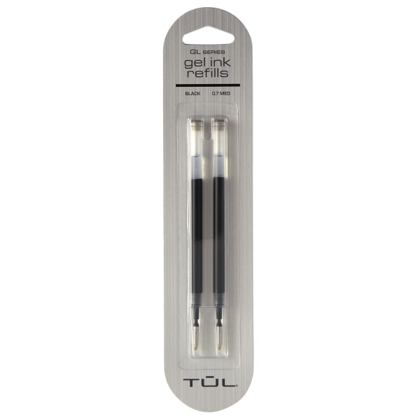 TUL® Retractable Gel Pens, Needle Point, 0.7 mm, Silver Barrel, Black