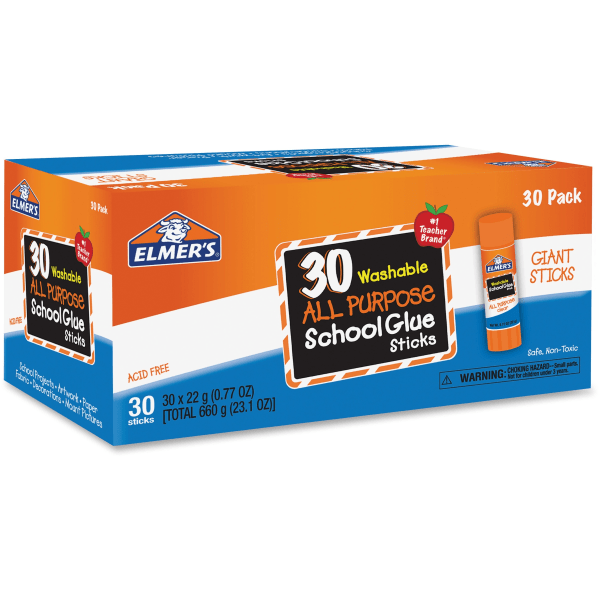 ELMER'S Elmers All Purpose School Jumbo Glue Sticks, 0.77 oz, White, 30/Pack (E599), Paper | Quill