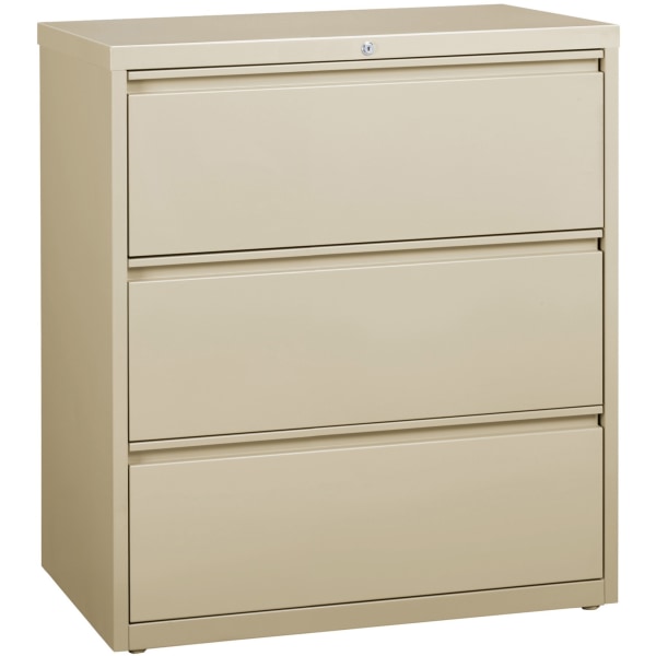 Lorell® 36"W x 18-5/8"D Lateral 3-Drawer File Cabinet, Putty