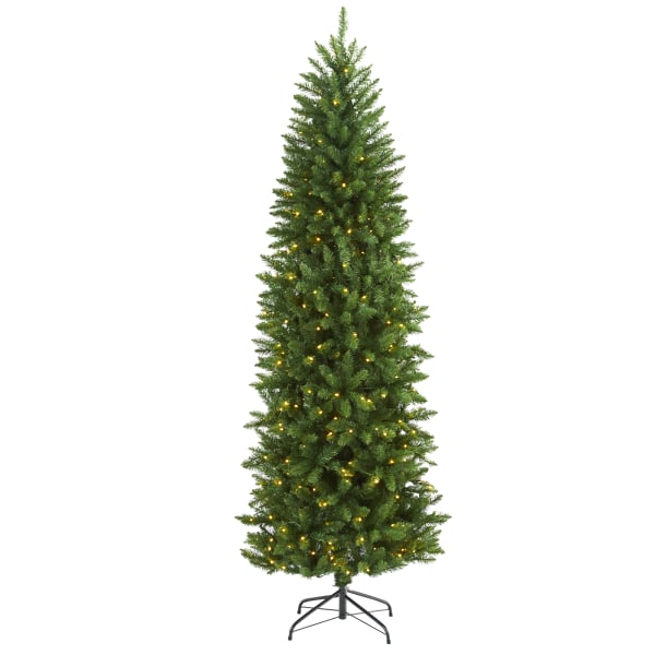 Nearly Natural 7' Pre-Lit LED Slim Green Mountain Pine Artificial Christmas Tree Clear Lights