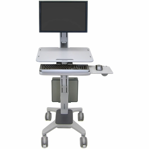 Ergotron WorkFit-C Sit-Stand Workstation for Single LCD Monitor, LD, with Mobile Cart Base, Two-Tone, Grey | Quill