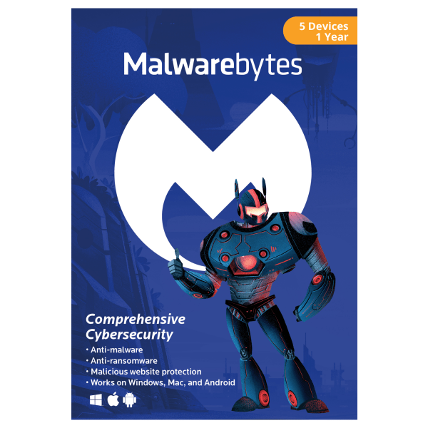 Malwarebytes Premium, For 5 PC/Mac® Devices, Disc
