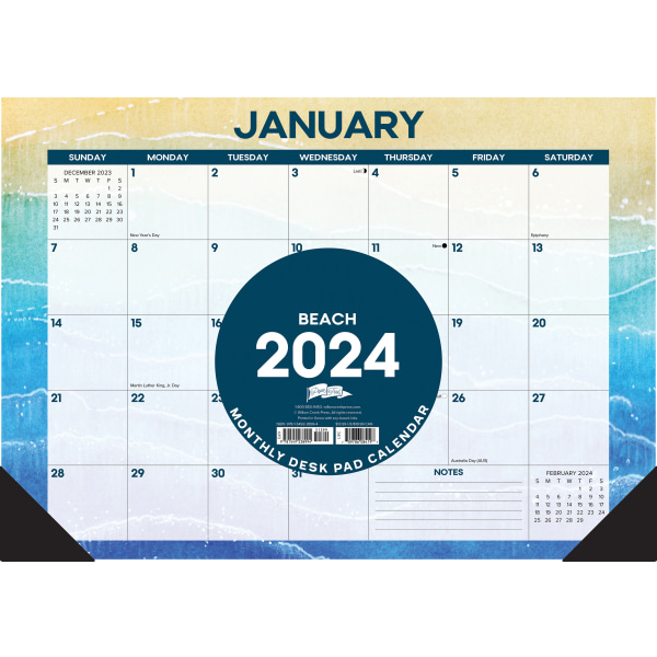 2024 Willow Creek Press Desk Pad Calendar, 12"" x 17"", Tropical Beaches, January To December -  38987