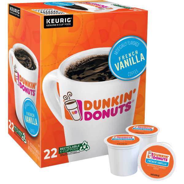 ( Best By 2/20 /2025 )Dunkin French Vanilla Artificially Flavored Coffee  K-Cup Pods  22 Count Box