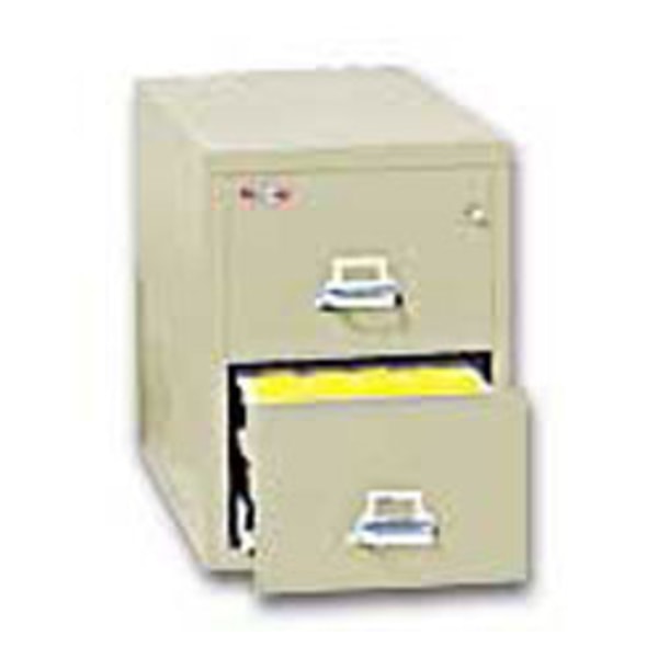 FireKing® 25""D Vertical 2-Drawer Legal-Size Fireproof File Cabinet, Metal, Parchment, White Glove Delivery -  2-2125-CPAWG