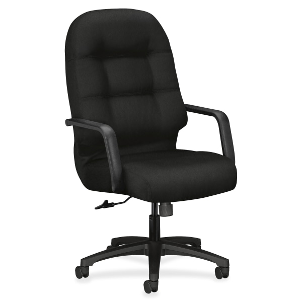 HON Pillow-Soft Ergonomic Bonded Leather High-Back Chair, Black