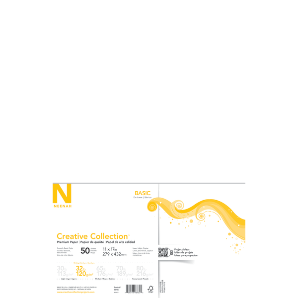 Neenah Creative Collection Paper, Ledger Size (11 x 17), FSC Certified, Solar White, Pack Of 50 Sheets