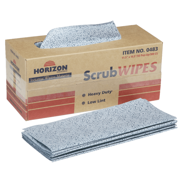 SKILCRAFT ScrubWipes Heavy Duty 1-Ply Paper Towel Wipers, Blue, Pack Of 300 Sheets (AbilityOne 7920-01-233-0483)