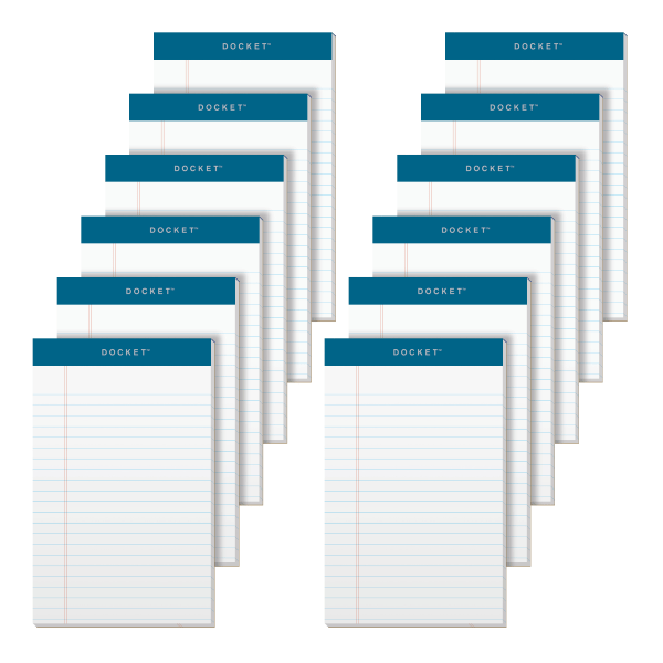 TOPS Double Docket Writing Pads, 5" x 8", Narrow Ruled, 50 Sheets, White, Pack Of 12 Pads
