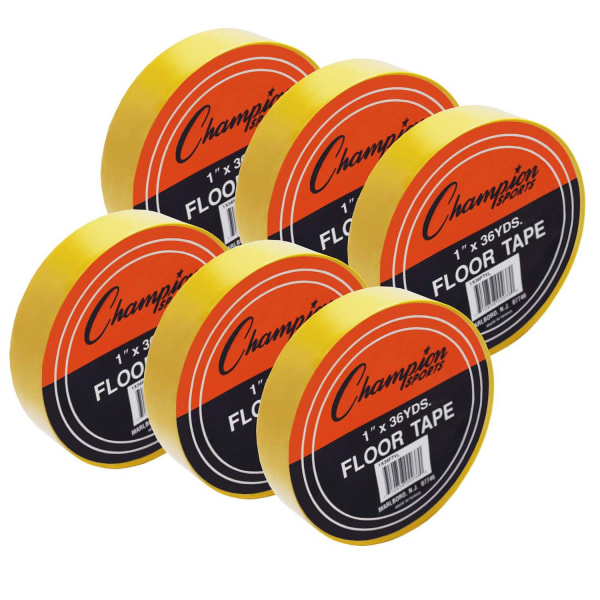 Champion Sports Floor Marking Tape 1 x 36 yd Yellow Pack Of 6 Rolls