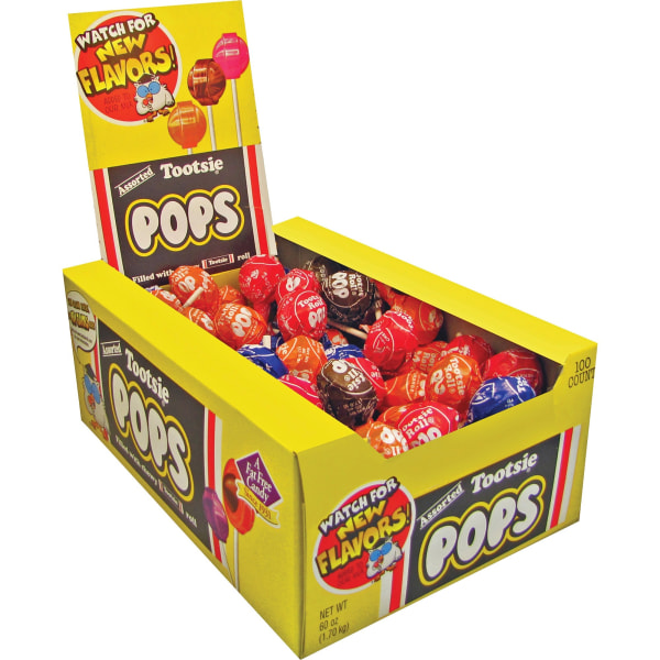 Tootsie Assorted Flavors Candy Center Lollipops  Assorted  375 lb  100  Box
