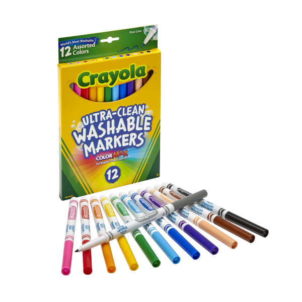 Crayola® Washable Markers, Thin Line, Assorted Classic Colors, Box Of ...