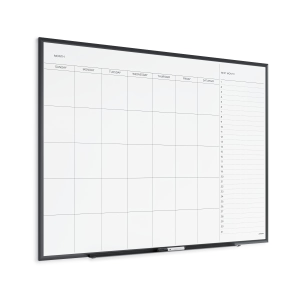 U Brands Magnetic Dry Erase Monthly Calendar Board, 48 X 36, Black Aluminum Frame