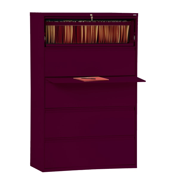 Sandusky® 800 20""D Lateral 5-Drawer File Cabinet, Burgundy -  Sandusky Lee, LF8F365-03