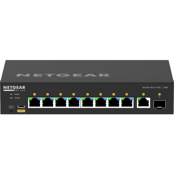 Netgear AV Line M4250 GSM4210PD Ethernet Switch - 8 Ports - Manageable - 10 Gigabit Ethernet - 10GBas - GSM4210PD100NAS
