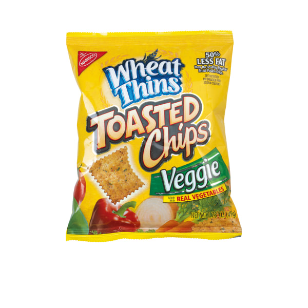 (Case of 60)1.7 Oz, best by Jan 20 2021 Nabisco Wheat Thins Toasted Chips, Veggie Flavor,