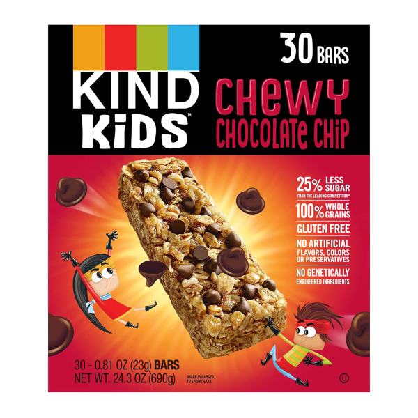 UPC 602652269318 product image for KIND Kid's Chewy Chocolate Chip Bars, 0.81 Oz, Pack Of 30 Bars | upcitemdb.com